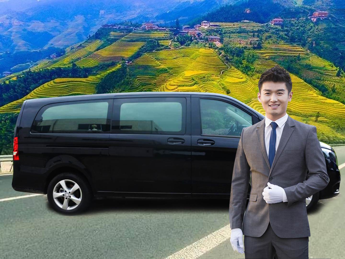 Private car with driver in city