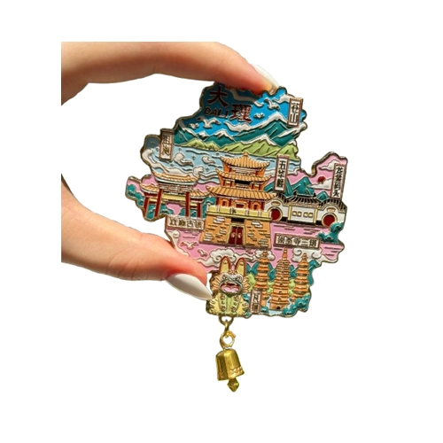 Dali Seven Wonders Metal Fridge Magnet – A Collectible Souvenir Featuring Yunnan’s Cangshan Mountains & Erhai Lake Landscapes