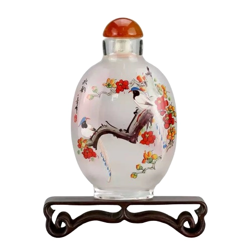 Forbidden City Cloisonné Inside-Painted Snuff Bottle – Agate Chinese Art Souvenir | Authentic Cultural Gift for International Travelers