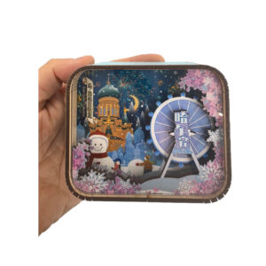 Harbin Ice & Snow World & Sophia Cathedral 3D Music Box – Enchanting Snowman Ferris Wheel Musical Souvenir with Melodic Tunes, Featuring Iconic Landmarks & Glittering LED Lights