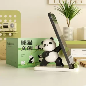 Chengdu Panda Phone Stand & Desk Decor – Cute Panda Design + Bamboo Elements, Perfect Travel Souvenir!