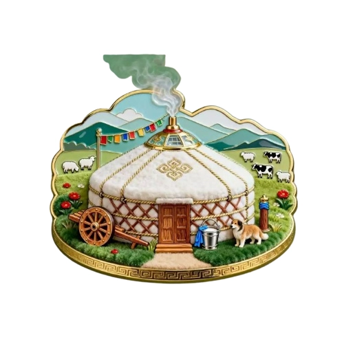 Inner Mongolia Metal Fridge Magnet: Hulunbuir Grassland Yurt Cultural Souvenir